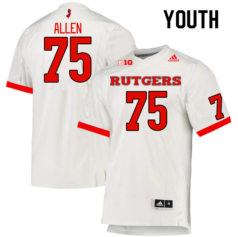 Youth #75 Jacob Allen Rutgers Scarlet Knights College Football Jerseys Stitched Sale-White